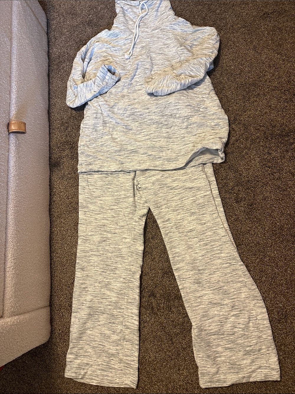 FP Movement by Free People Heathered Light Gray Pullover with White Drawstring